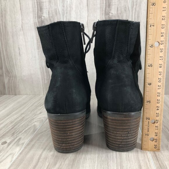 Lucky Brand Ankle Boots Womens 8M Persee Black Leather Zip Lace Up Booties - Picture 8 of 11